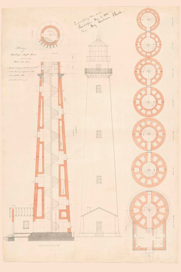 Assateague Light Lighthouse Blueprint - Virginia Lighthouse, Lighthouse Print, Nautical Poster, Beach House Decor, Lighthouse Poster