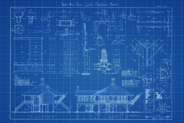 Cape San Blas Light Station Blueprint - Lighthouse Print, Maritime Poster, Beach House Décor, Lighthouse Poster, Florida Lighthouse