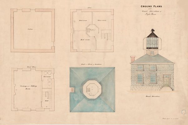 Prudence Island Light Lighthouse Drawing Blueprint - Rhode Island Lighthouse, Lighthouse Print, Maritime Poster Décor, Lighthouse Poster