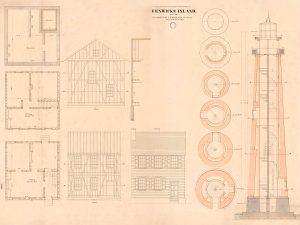 Fenwicks Island Lighthouse Elevation Drawing – Delaware Lighthouse, Lighthouse Print, Maritime Poster, Beach House Decor