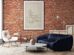 East Brother Island Lighthouse Section Drawing – Point San Pablo Lighthouse, California Lighthouse, Lighthouse Print, Beach House Décor