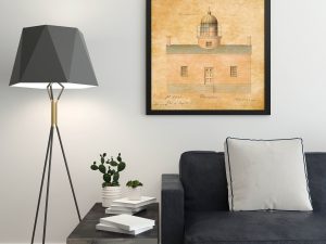 Gardiners Island Lighthouse Elevation Drawing – New York Lighthouse, Lighthouse Poster Print, Maritime Poster, Beach House Decor