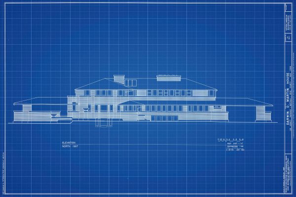 Darwin D. Martin House Elevation Drawing - Frank Lloyd Wright House Design Poster, House Blueprint, Home Décor, Buffalo Historic Building