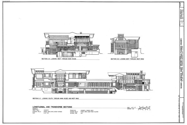 Dana–Thomas House Elevation Drawing - Frank Lloyd Wright House Design Poster, House Blueprint, Home Décor, Illinois Historic Building