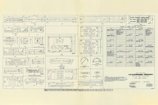 USS Kearsarge & Kentucky Signage Blueprint - Navy Ship Blueprint, Old Battleship Blueprint, Navy Ship Poster Blueprint, Warship Blueprint