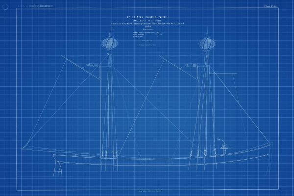 Light Ship Blueprint Drawing - 1856 Lightvessel Ship Blueprint, Light Ship Drawing, Old Ship Blueprint, Navy Ship Poster, Lighthouse Drawing