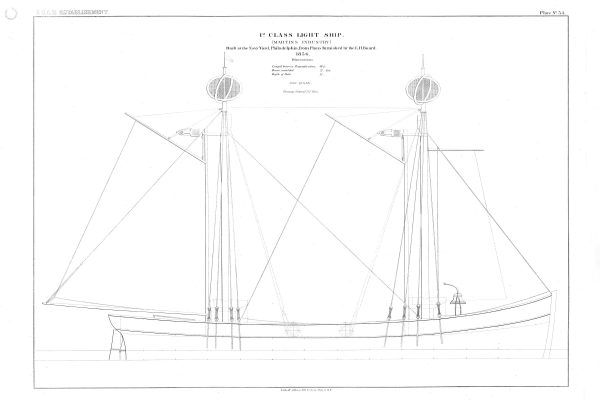 Light Ship Blueprint Drawing - 1856 Lightvessel Ship Blueprint, Light Ship Drawing, Old Ship Blueprint, Navy Ship Poster, Lighthouse Drawing