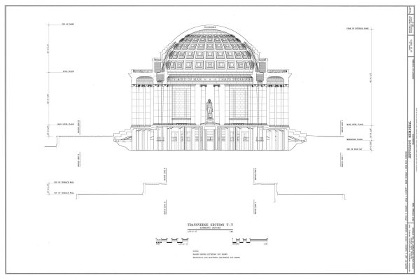 Jefferson Memorial Blueprint Drawing - West Potomac Park Blueprint, Jefferson Memorial Drawing, Home Décor, Wall Décor, Blueprint Decor