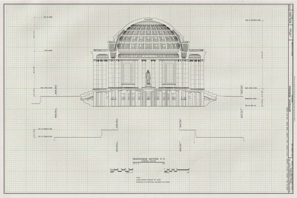 Jefferson Memorial Blueprint Drawing - West Potomac Park Blueprint, Jefferson Memorial Drawing, Home Décor, Wall Décor, Blueprint Decor