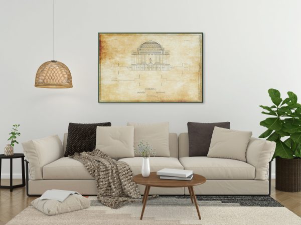 Jefferson Memorial Blueprint Drawing - West Potomac Park Blueprint, Jefferson Memorial Drawing, Home Décor, Wall Décor, Blueprint Decor