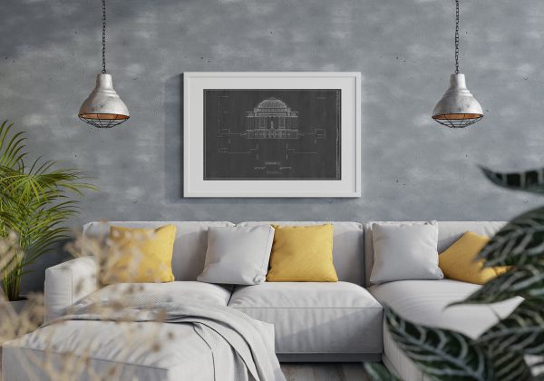 Jefferson Memorial Blueprint Drawing - West Potomac Park Blueprint, Jefferson Memorial Drawing, Home Décor, Wall Décor, Blueprint Decor