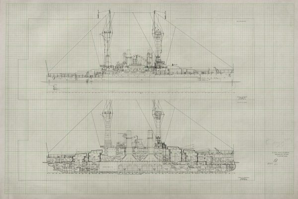 USS Michigan Blueprint - Ship Drawing, Navy Ship Blueprint, Battleship Blueprint, Old Ship Blueprint, Navy Ship Poster, Warship Blueprint