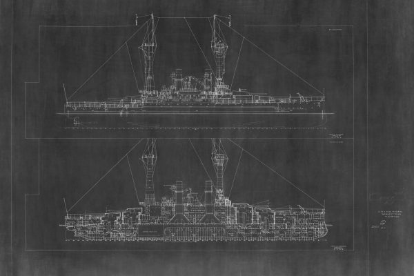 USS Michigan Blueprint - Ship Drawing, Navy Ship Blueprint, Battleship Blueprint, Old Ship Blueprint, Navy Ship Poster, Warship Blueprint