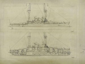 USS Michigan Blueprint – Ship Drawing, Navy Ship Blueprint, Battleship Blueprint, Old Ship Blueprint, Navy Ship Poster, Warship Blueprint