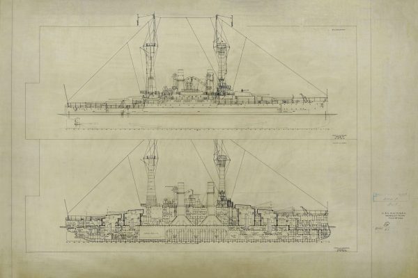 USS Michigan Blueprint - Ship Drawing, Navy Ship Blueprint, Battleship Blueprint, Old Ship Blueprint, Navy Ship Poster, Warship Blueprint