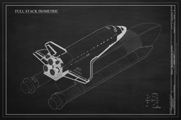 Space Shuttle Blueprint Drawing Poster- Discovery Shuttle Isometric Drawing, Astronaut Poster, NASA Space Shuttle, Space Exploration