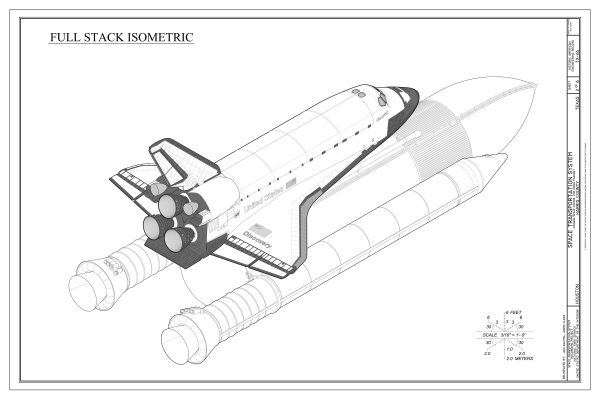 Space Shuttle Blueprint Drawing Poster- Discovery Shuttle Isometric Drawing, Astronaut Poster, NASA Space Shuttle, Space Exploration