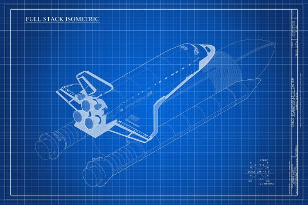 Space Shuttle Blueprint Drawing Poster- Discovery Shuttle Isometric Drawing, Astronaut Poster, NASA Space Shuttle, Space Exploration