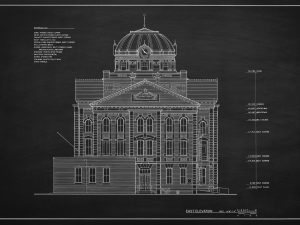 Colorado County Courthouse Elevation Drawing – Court Blueprint, Columbia Colorado Drawing, Law Firm Décor, Blueprint Decor, Lawyer Gift