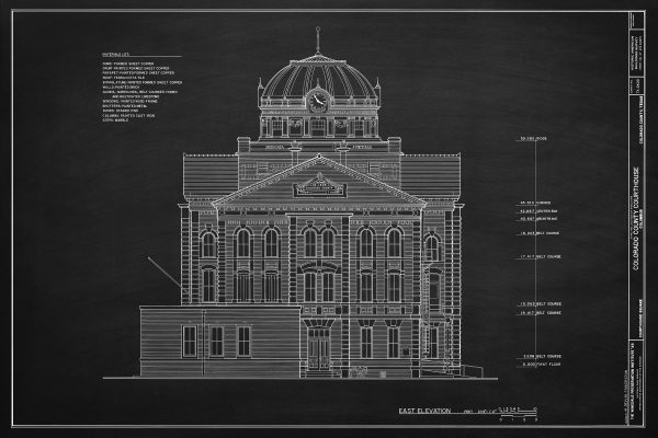 Colorado County Courthouse Elevation Drawing - Court Blueprint, Columbia Colorado Drawing, Law Firm Décor, Blueprint Decor, Lawyer Gift