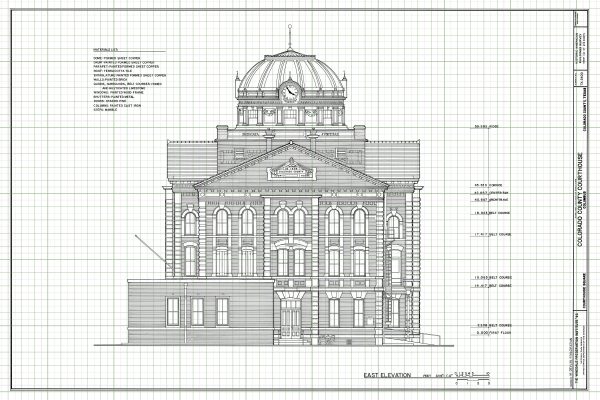 Colorado County Courthouse Elevation Drawing - Court Blueprint, Columbia Colorado Drawing, Law Firm Décor, Blueprint Decor, Lawyer Gift