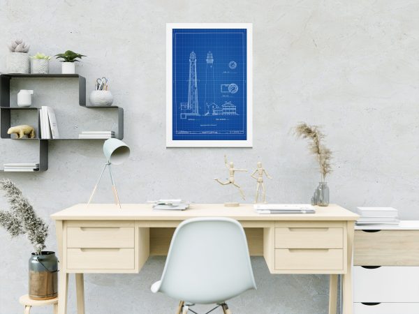 Pensacola Light Lighthouse Blueprint - Lighthouse Print, Maritime Poster, Beach House Decor, Lighthouse Poster, Pensacola Bay Lighthouse