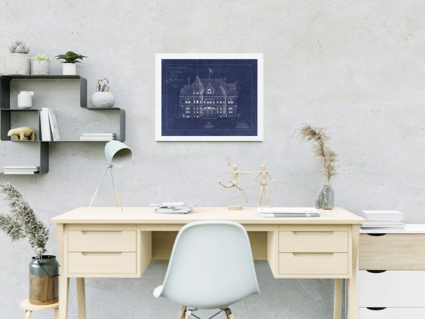 Lexington Kentucky Courthouse & Post Office Blueprint Drawing - Courthouse Poster Print, Courthouse Drawing, Law Firm Decor, Office Decor