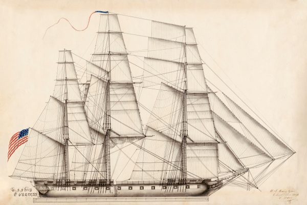 USS Congress Drawing Blueprint - Ship Blueprint, Ship Drawing, Battleship Blueprint, Old Ship Blueprint Poster, Warship Blueprint, 1799 Ship