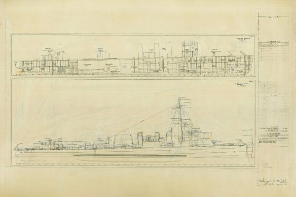 USS Elliot Blueprint - Ship Drawing, Navy Ship Blueprint, Battleship Blueprint, Old Ship Blueprint, Navy Ship Poster, Warship Blueprint