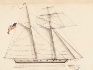 US Schooner Lynx Drawing Blueprint – Ship Blueprint, Ship Drawing, Battleship Blueprint, Old Ship Blueprint Poster, Warship Blueprint