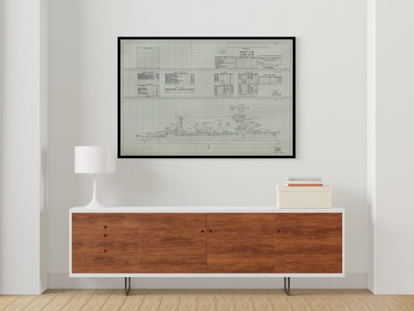 USS Detroit (CL-8) Blueprint Drawing - Navy Ship Blueprint, Battleship Blueprint, Old Ship Blueprint, Navy Ship Poster, Warship Blueprint