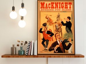 MacKnight Hypnotic Fun Maker Show Poster - Magic Poster, Hypnotist Poster, Illusionist Art, Magic Show Poster, Illusion, Vaudeville Poster