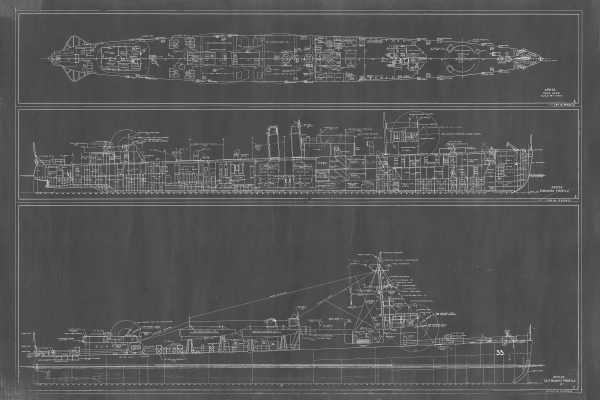 USS George E. Badger Blueprint Drawing - Navy Ship Blueprint, Battleship Blueprint, Old Ship Blueprint, Navy Ship Poster, Warship Blueprint