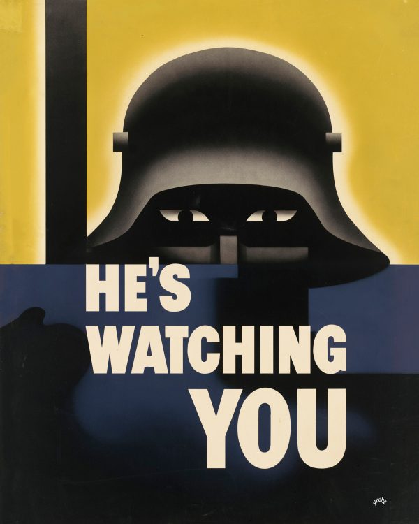 He's Watching You World War II Poster - World War 2 Print, World War II Poster, War Poster, War Propaganda Poster, Veteran Gift