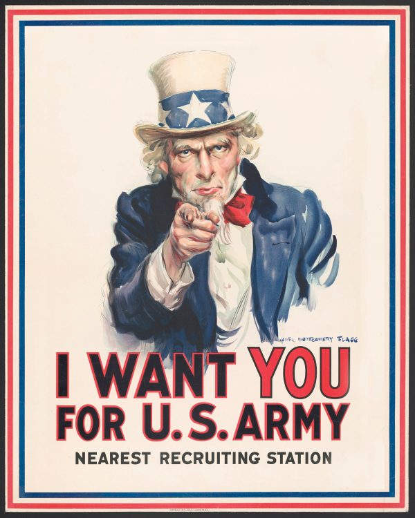 Uncle Sam I Want You For US Army War Poster - World War 1 Print, World War I Poster, War Propaganda Poster, US Army Recruitment Poster