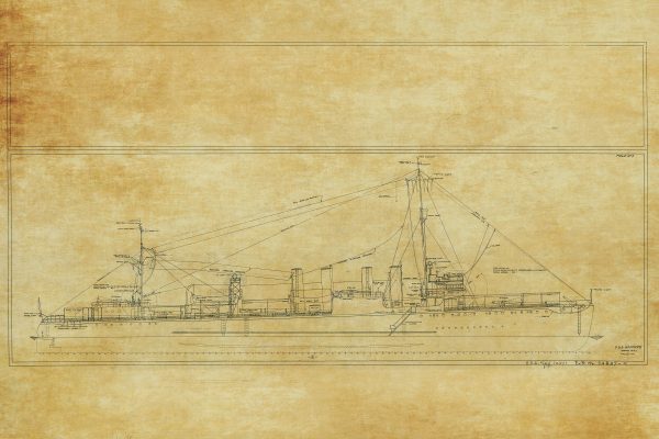 USS Goff Blueprint Drawing - Navy Ship Blueprint, Battleship Blueprint, Old Ship Blueprint, Navy Ship Poster, Warship Blueprint