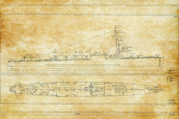 USS Kane Blueprint Drawing - DD235 Navy Ship Blueprint, Battleship Blueprint, Old Ship Blueprint, Navy Ship Poster, Warship Blueprint