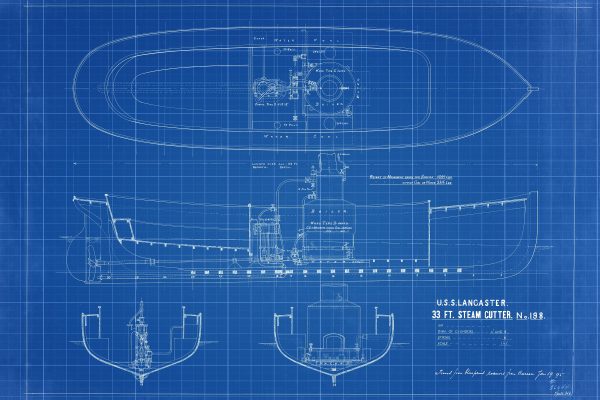 USS Lancaster Civil War Ship Blueprint - Navy Ship Blueprint, Battleship Blueprint, Civil War Steamer, Navy Ship Poster, Warship Blueprint