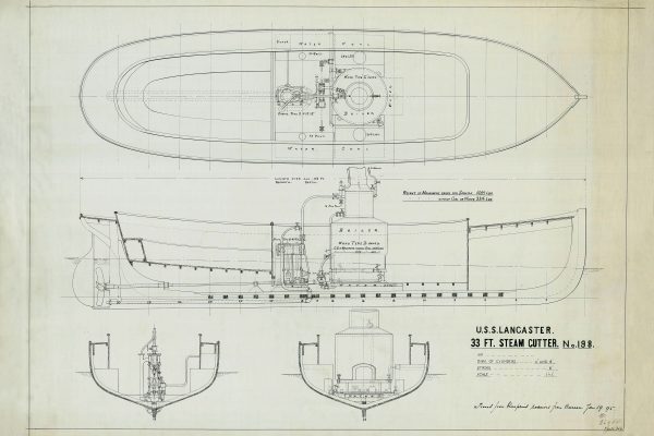 USS Lancaster Civil War Ship Blueprint - Navy Ship Blueprint, Battleship Blueprint, Civil War Steamer, Navy Ship Poster, Warship Blueprint