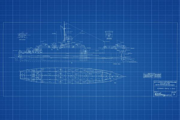 Navy Landing Craft Infantry Blueprint Drawing - Navy Ship Blueprint, LCI Blueprint, Old Ship Blueprint, Navy Ship Poster, Warship Blueprint