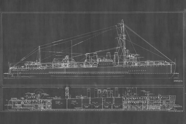 USS Doyen Blueprint Drawing - Navy Ship Blueprint, Battleship Blueprint, Old Ship Blueprint, Navy Ship Poster, Warship Blueprint, WW I