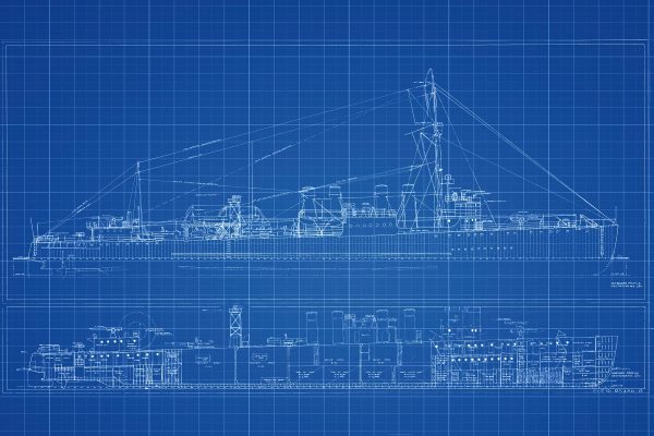 USS Doyen Blueprint Drawing - Navy Ship Blueprint, Battleship Blueprint, Old Ship Blueprint, Navy Ship Poster, Warship Blueprint, WW I