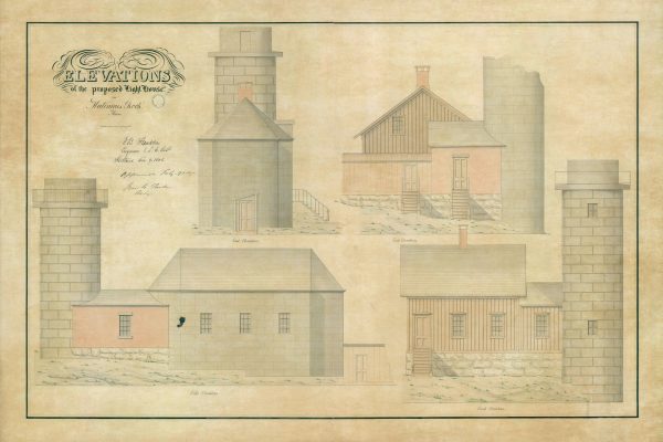 Matinicus Rock Light Lighthouse Drawing Blueprint - Maine Lighthouse, Lighthouse Print, Maritime Poster Décor, Lighthouse Poster