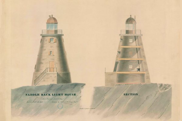 Saddle Back Lighthouse Drawing Blueprint - Maine Lighthouse, Lighthouse Print, Maritime Poster Décor, Lighthouse Poster, Saddleback Ledge