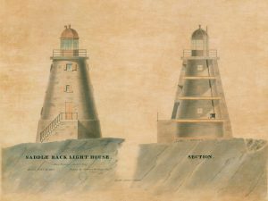 Saddle Back Lighthouse Drawing Blueprint – Maine Lighthouse, Lighthouse Print, Maritime Poster Décor, Lighthouse Poster, Saddleback Ledge