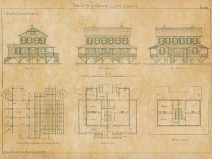 Mobile Bay Lighthouse Blueprint – Middle Bay Lighthouse, Alabama Lighthouse, Lighthouse Print, Maritime Poster Décor, Lighthouse Poster