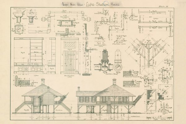 Cape San Blas Light Station Blueprint - Lighthouse Print, Maritime Poster, Beach House Décor, Lighthouse Poster, Florida Lighthouse