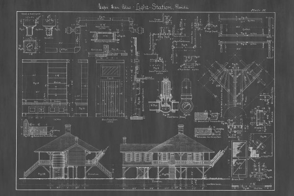 Cape San Blas Light Station Blueprint - Lighthouse Print, Maritime Poster, Beach House Décor, Lighthouse Poster, Florida Lighthouse