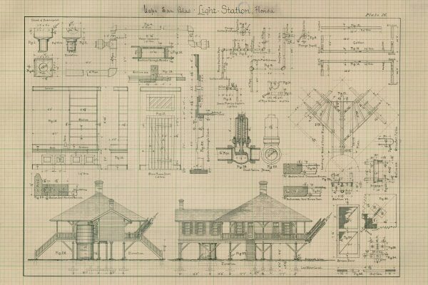 Cape San Blas Light Station Blueprint - Lighthouse Print, Maritime Poster, Beach House Décor, Lighthouse Poster, Florida Lighthouse