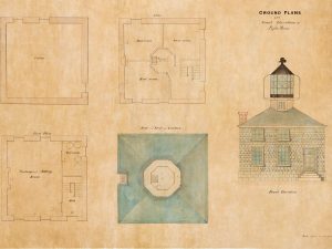 Prudence Island Light Lighthouse Drawing Blueprint – Rhode Island Lighthouse, Lighthouse Print, Maritime Poster Décor, Lighthouse Poster